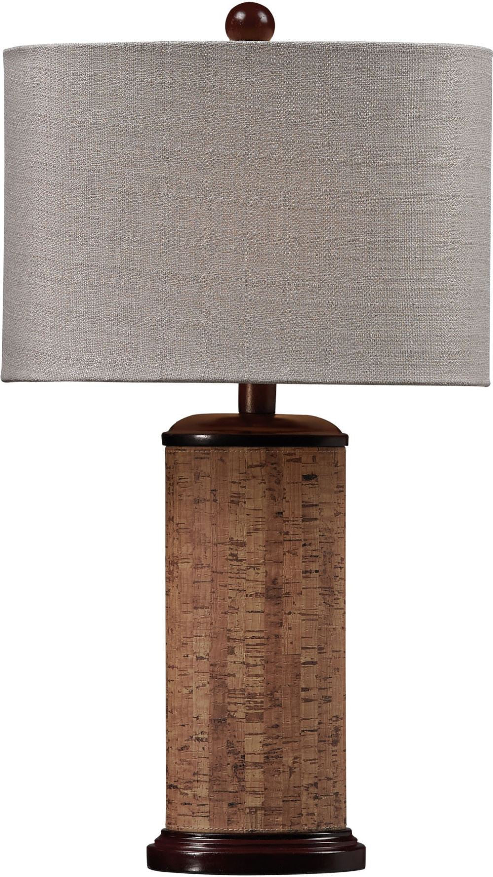 Cork Table Lamp In Brown With Light Beige Shade