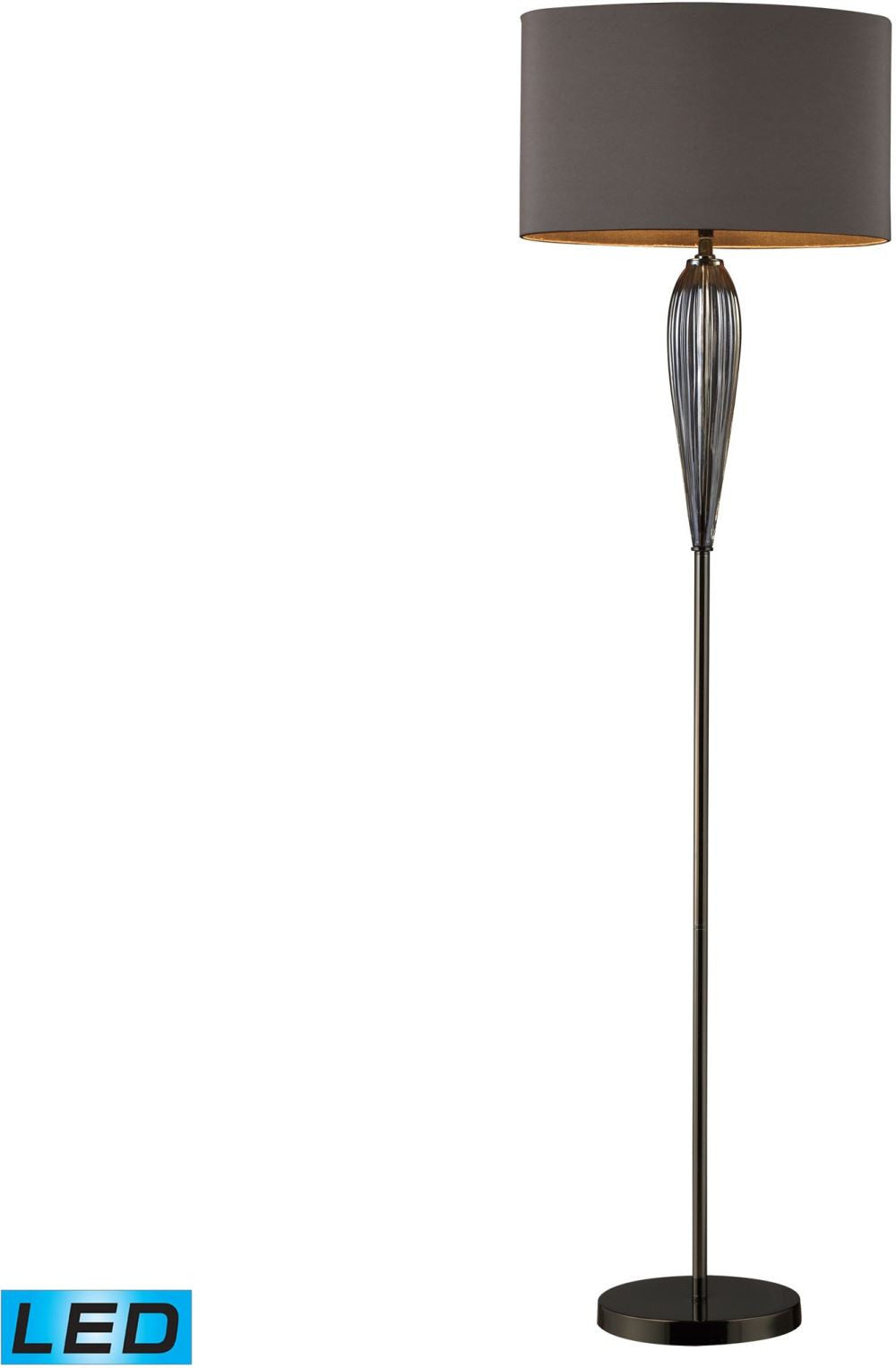 Carmichael Led Floor Lamp In Steel Smoked Glass and Black Nickel