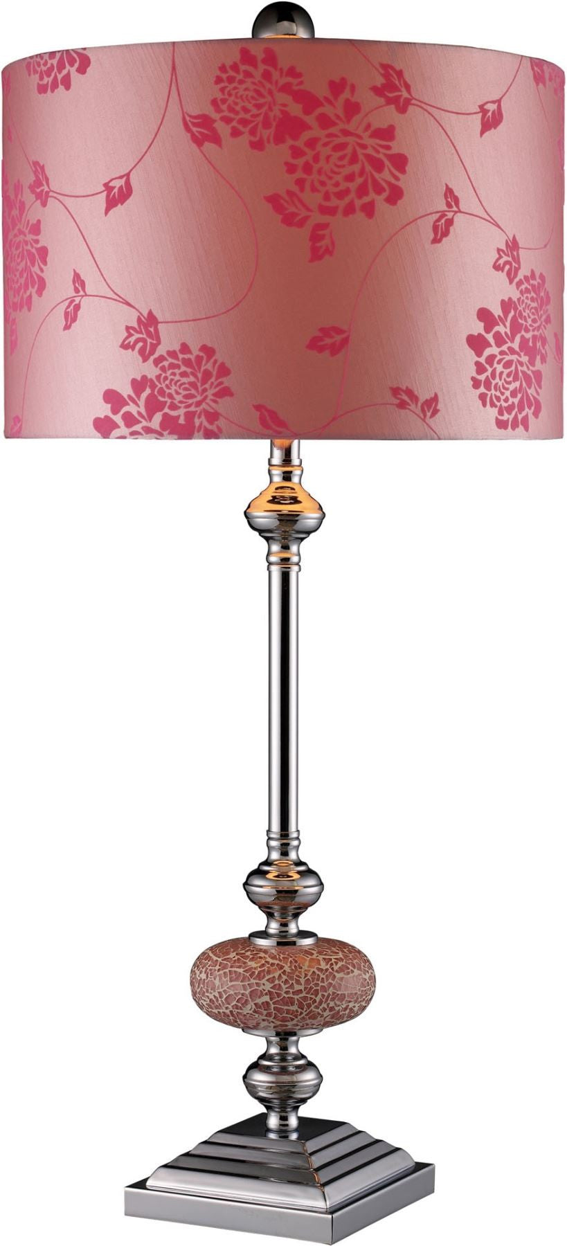 Lauren Table Lamp In Chrome and Pink Mosaic