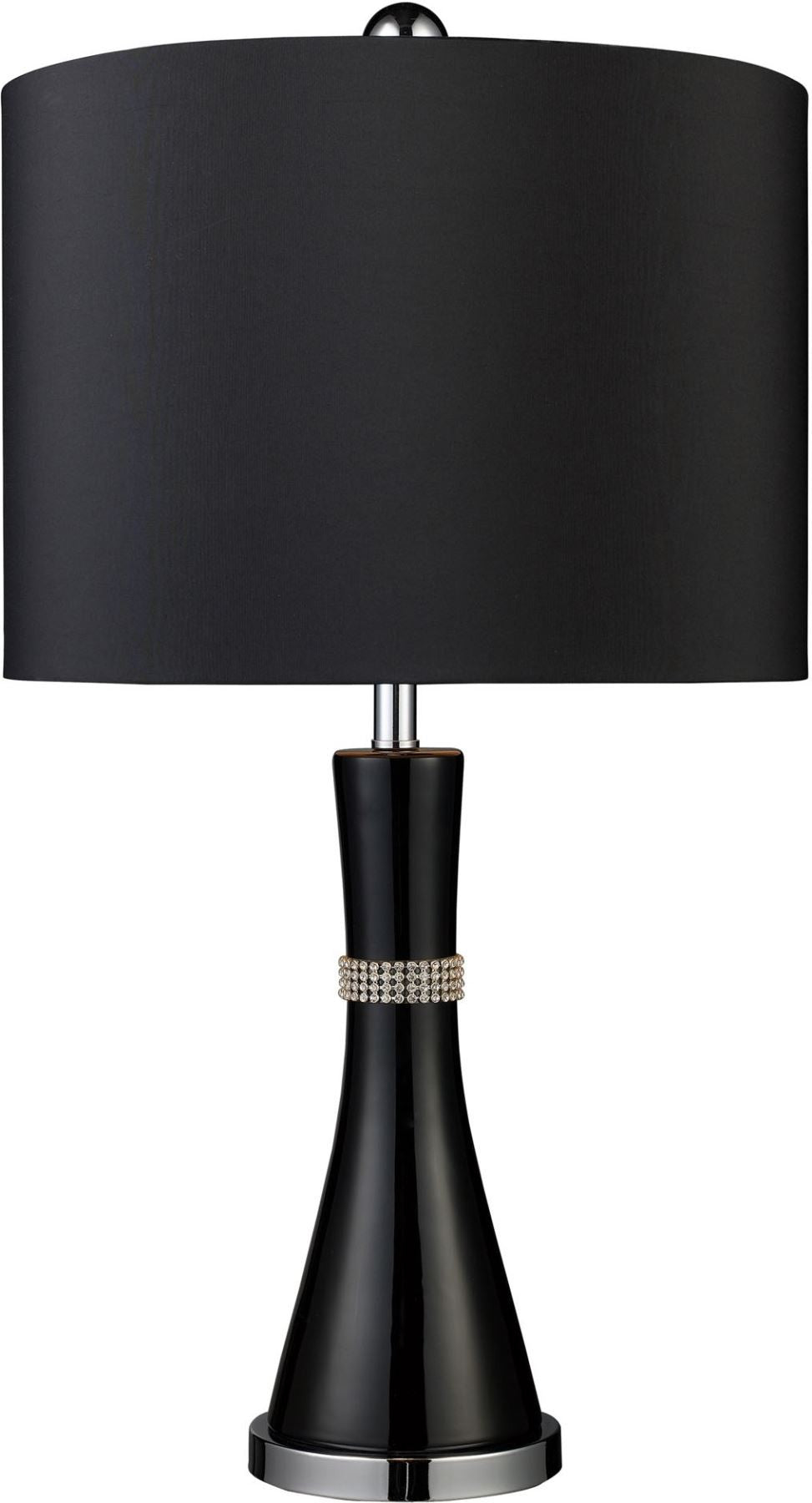 Sanyan Table Lamp In Gloss Black With Black Faux Silk Shade