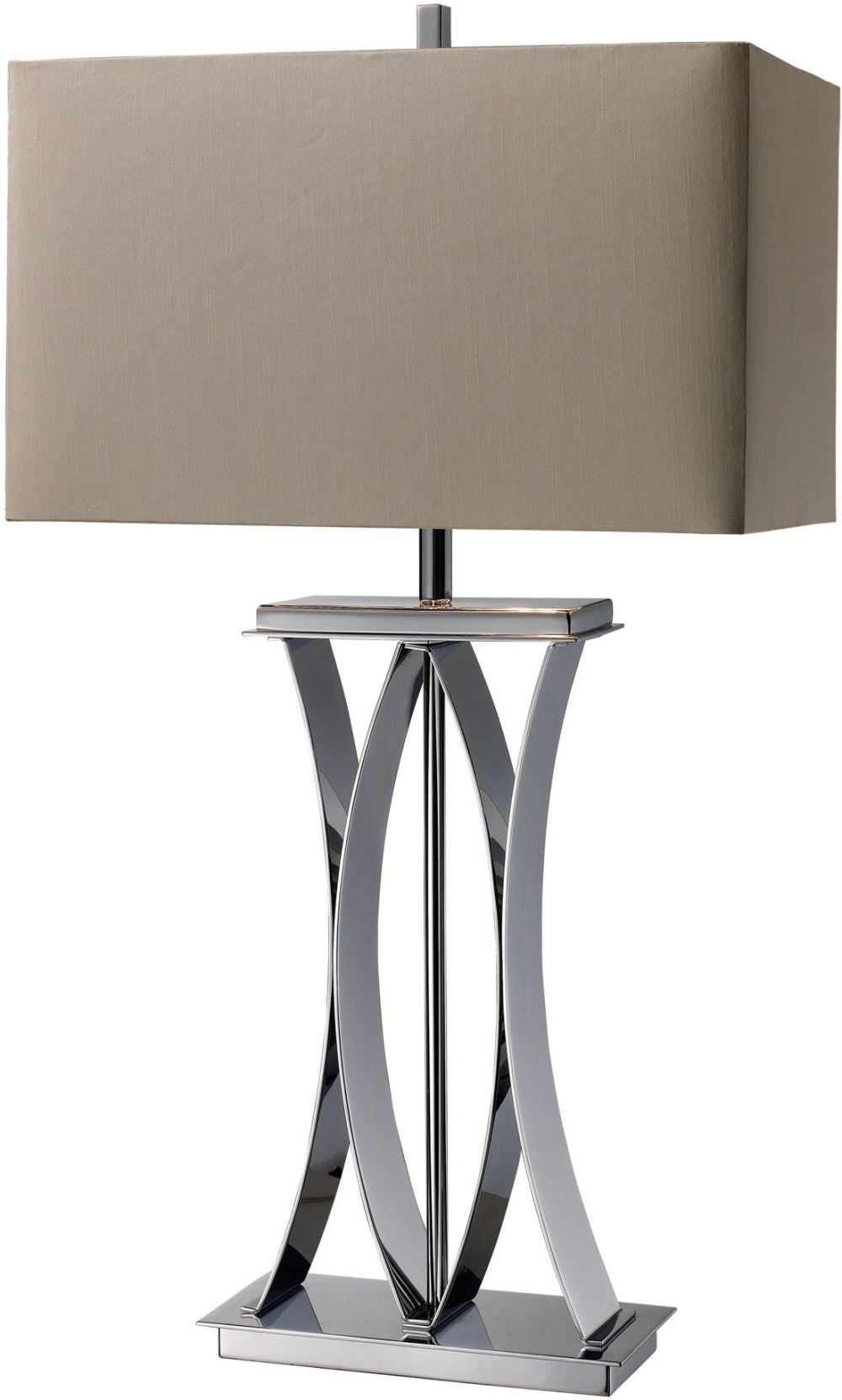 Joline Table Lamp In Chrome With Grey Faux Silk Shade