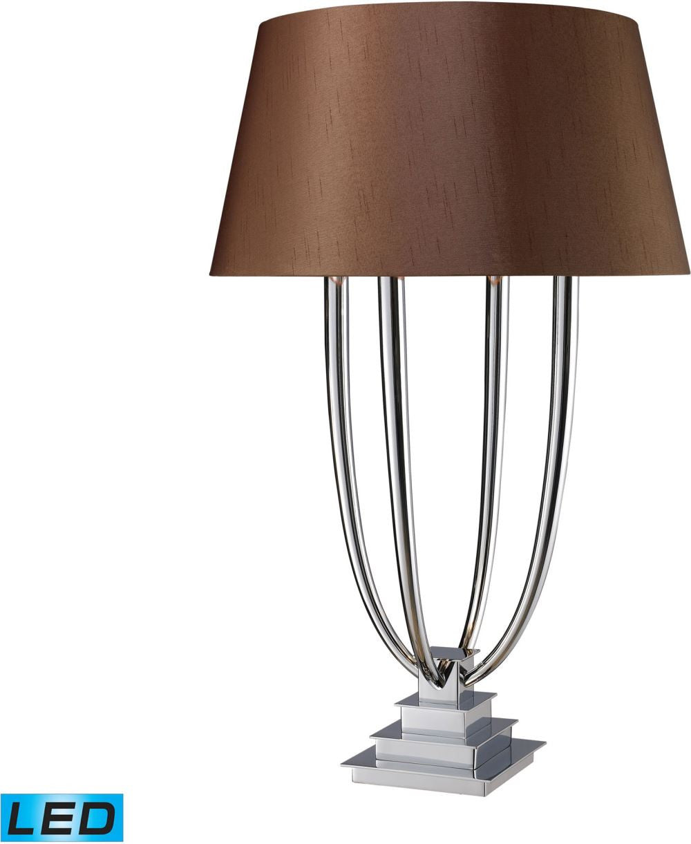 Harris 4 Light Led Table Lamp In Chrome With Chocolate Shade