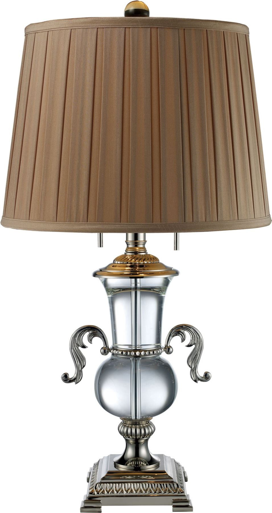 Raven 2 Light Table Lamp In Clear Crystal and Polished Nickel