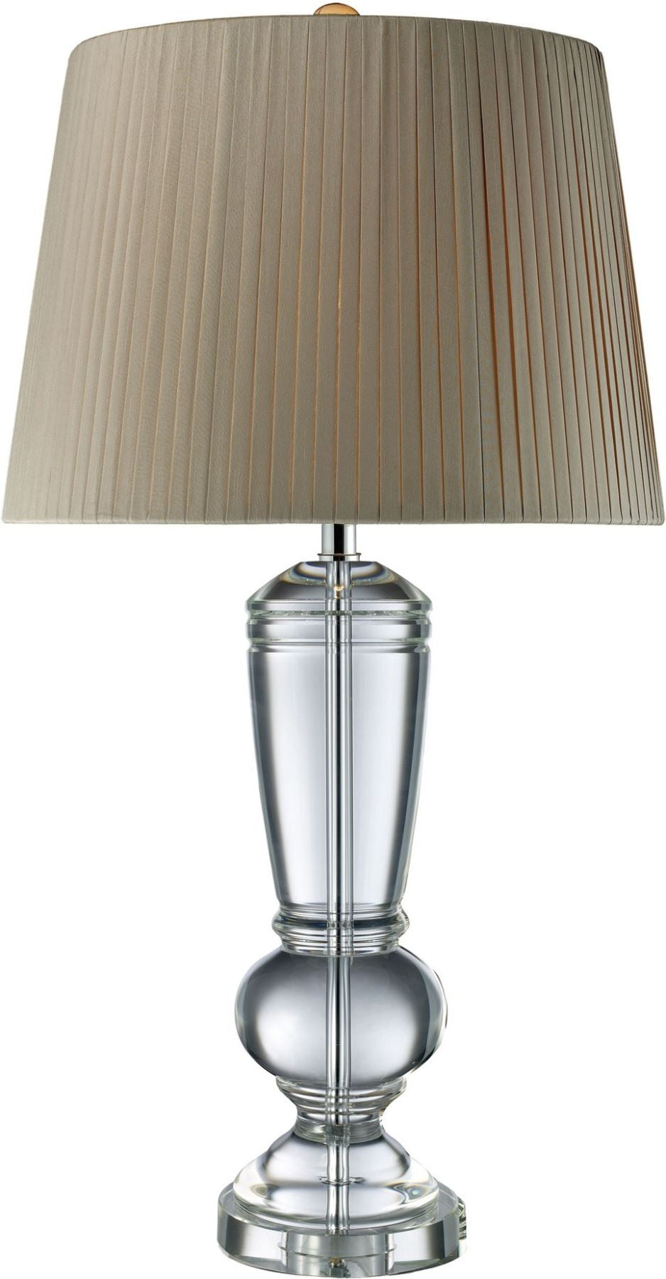 Castlebridge Table Lamp In Clear Crystal With Light Grey Shade