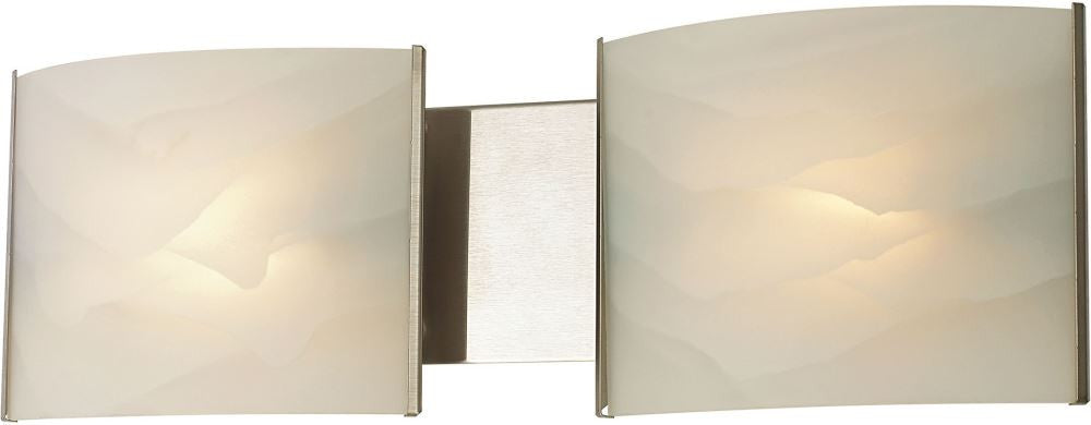 Pannelli 2 Light Vanity In Stainless Steel and Hand-Moulded White Alabaster Glass