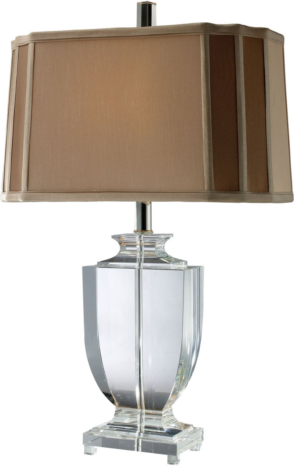 Layfette Table Lamp In Clear Crystal With Cream and Taupe Shade