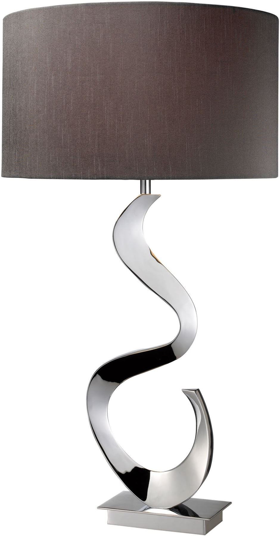 Morgan Table Lamp In Chrome With Grey Faux Silk Shade