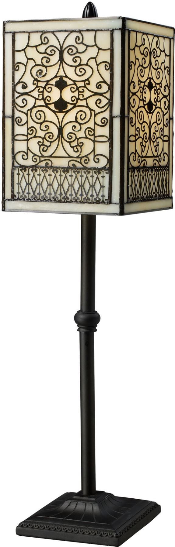 Adamson Table Lamp In Tiffany Bronze With Glass Shade
