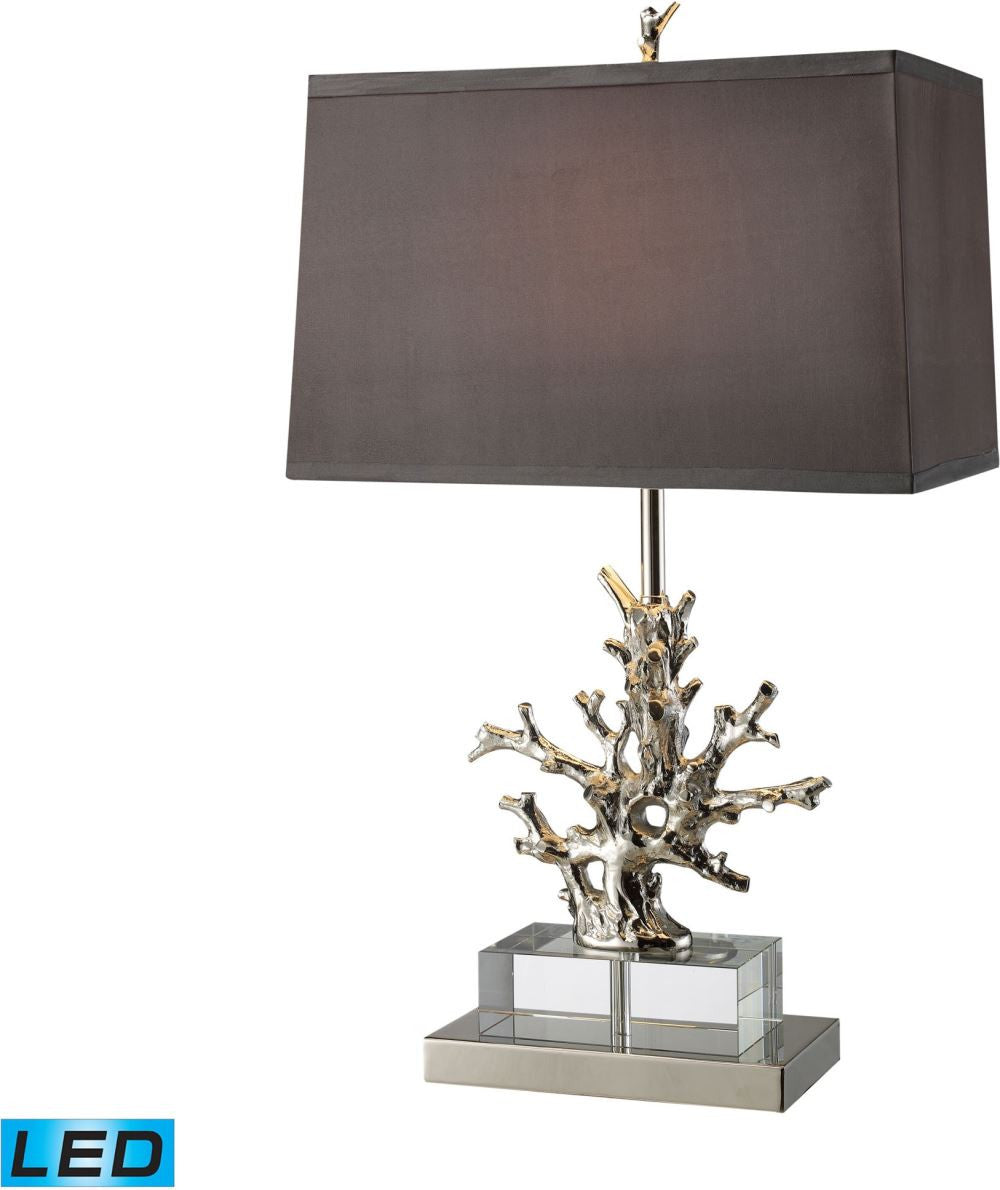 Covington Led Table Lamp In Polished Nickel and Clear Crystal