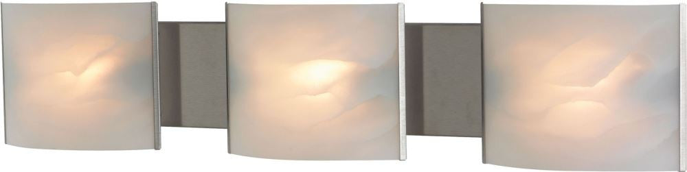 Pannelli 3 Light Vanity In Stainless Steel and Hand-Moulded White Alabaster Glass