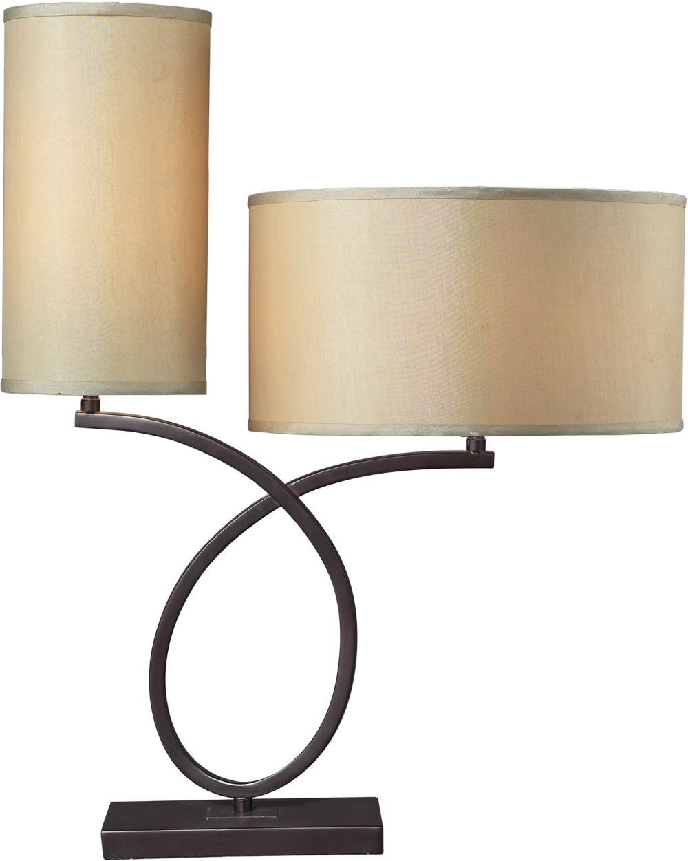 Greenwich Table Lamp In Aged Bronze With Light Gold Shade