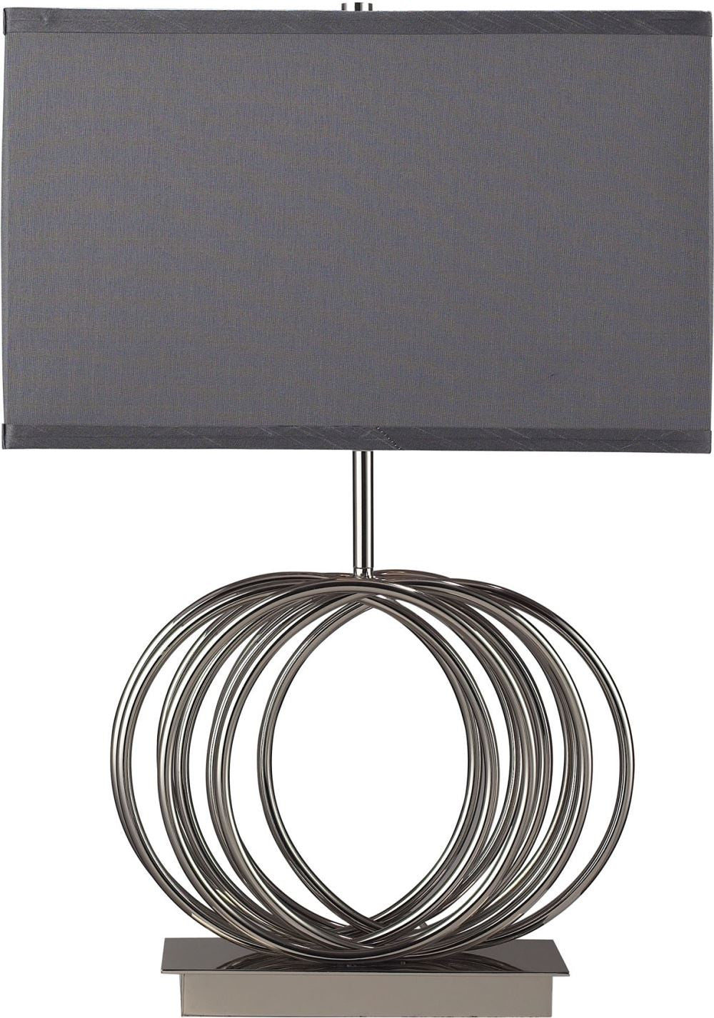 Ekersall Table Lamp In Chrome With Grey Faux Silk Shade