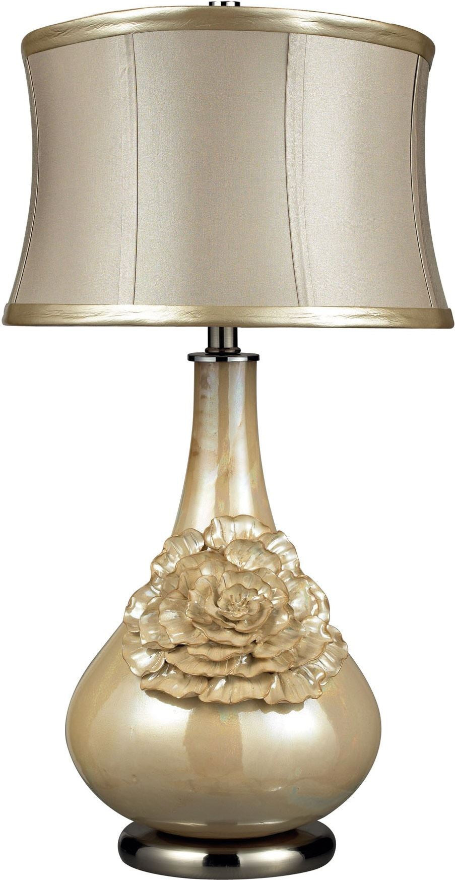 Elenaor Table Lamp In Pearlescent Cream Finish With Cream Shade