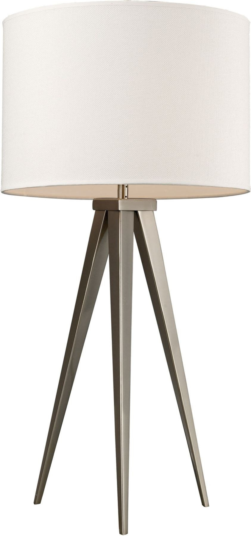 Salford Table Lamp In Satin Nickel With Off White Linen Shade