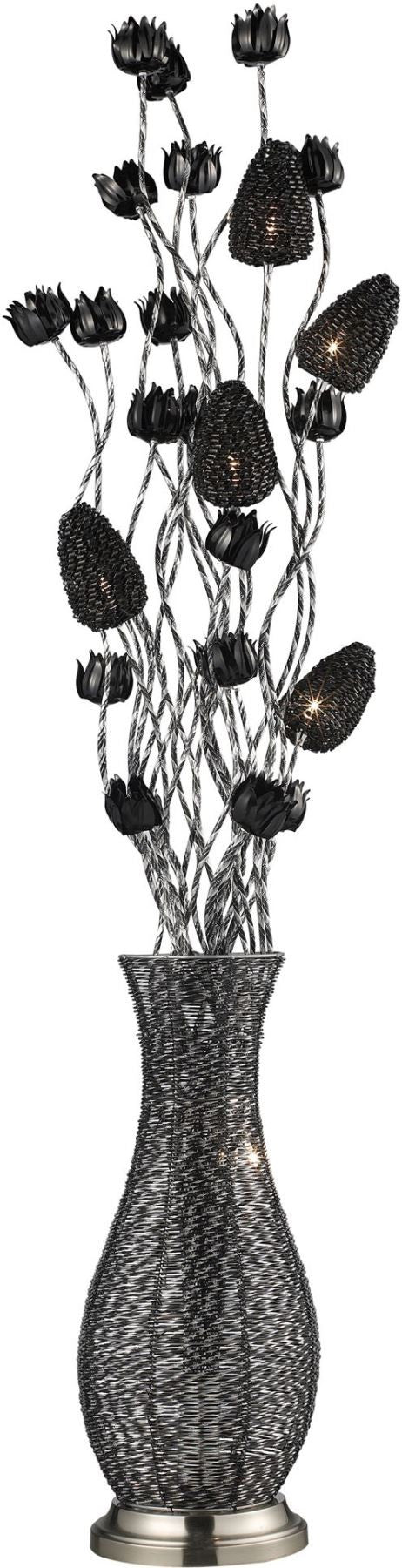 Cyprus Grove Floral Display Floor Lamp In Chrome and Black