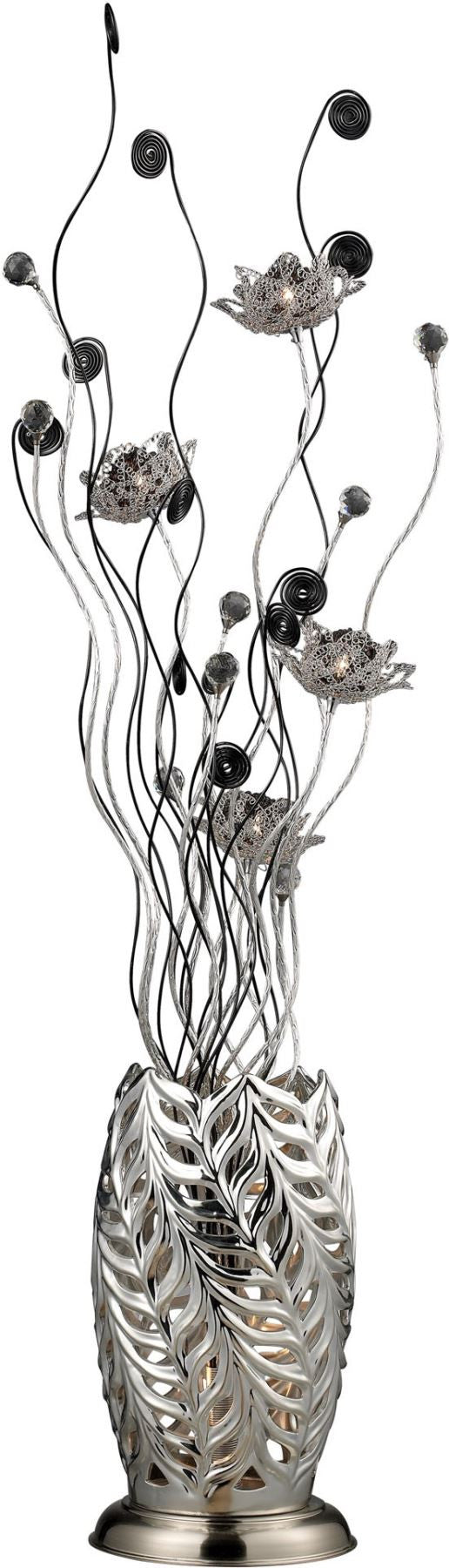 Cyprus Park Floral Display Floor Lamp In Chrome and Black