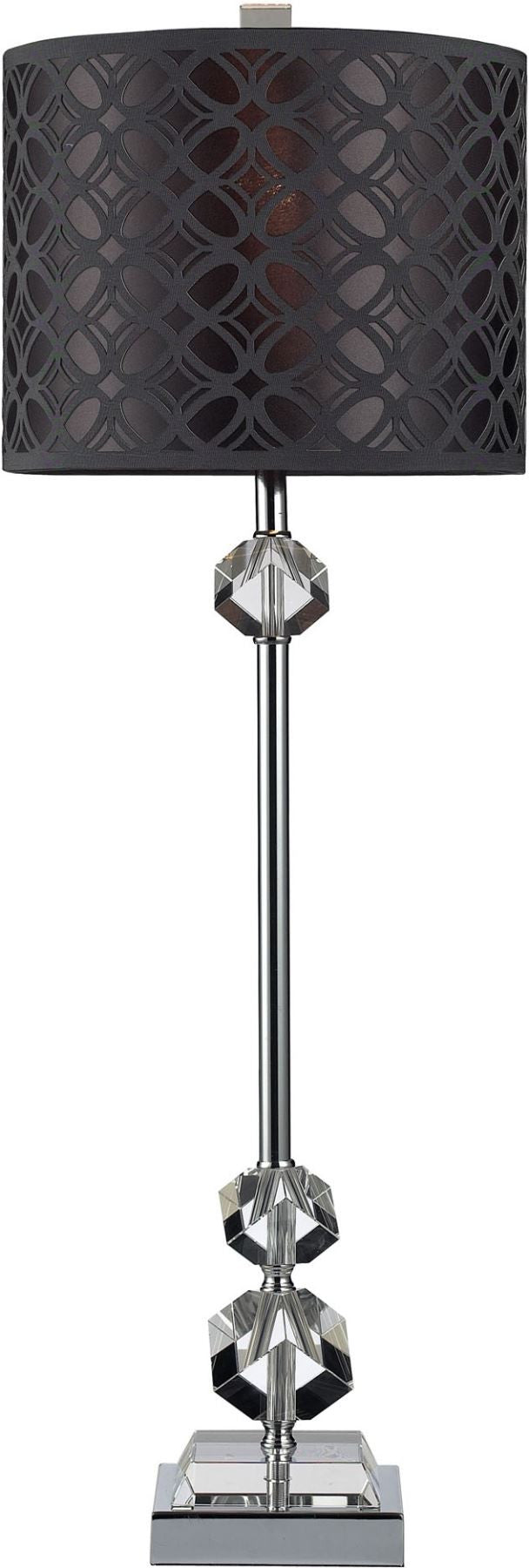 Chamberlain Table Lamp In Chrome and Clear Crystal With Laser Cut Shade