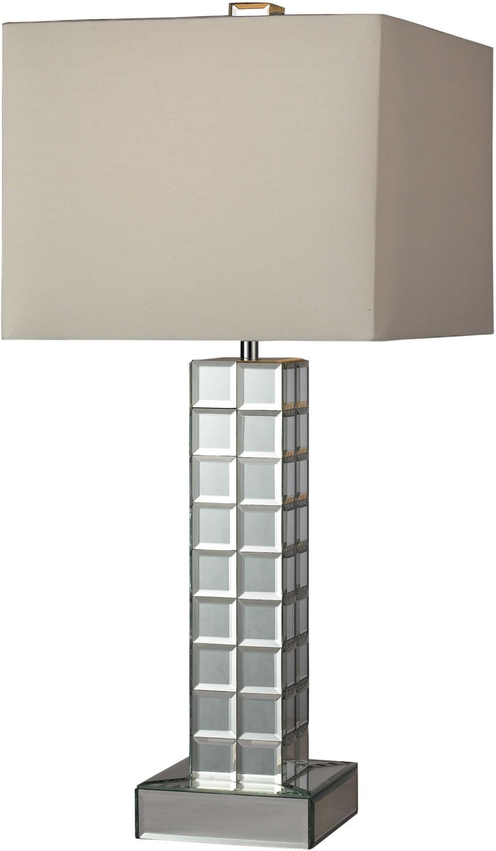 Luella Table Lamp In A Clear Finish With Off White Faux Silk Shade