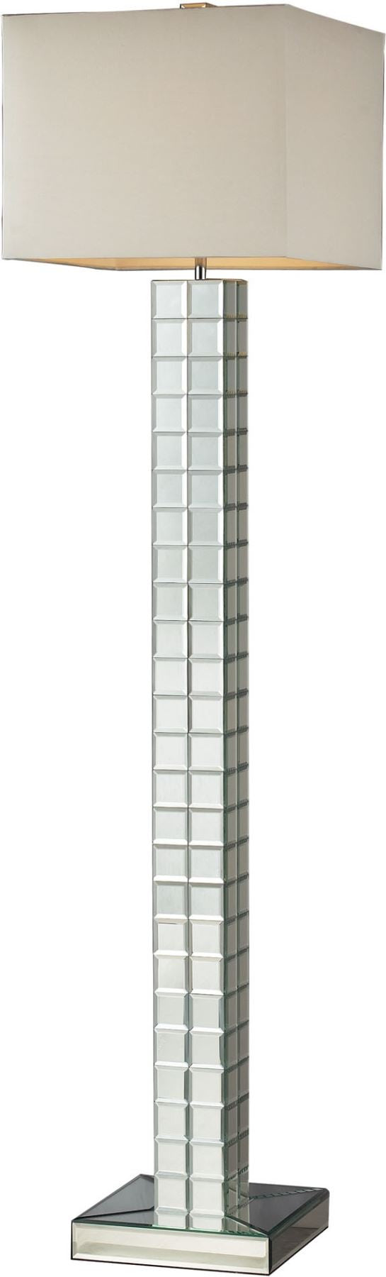 Luella Floor Lamp In Clear Finish With Off White Faux Silk Shade