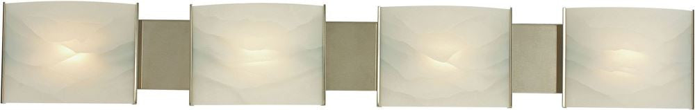Pannelli 4 Light Vanity In Stainless Steel and Hand-Moulded White Alabaster Glass