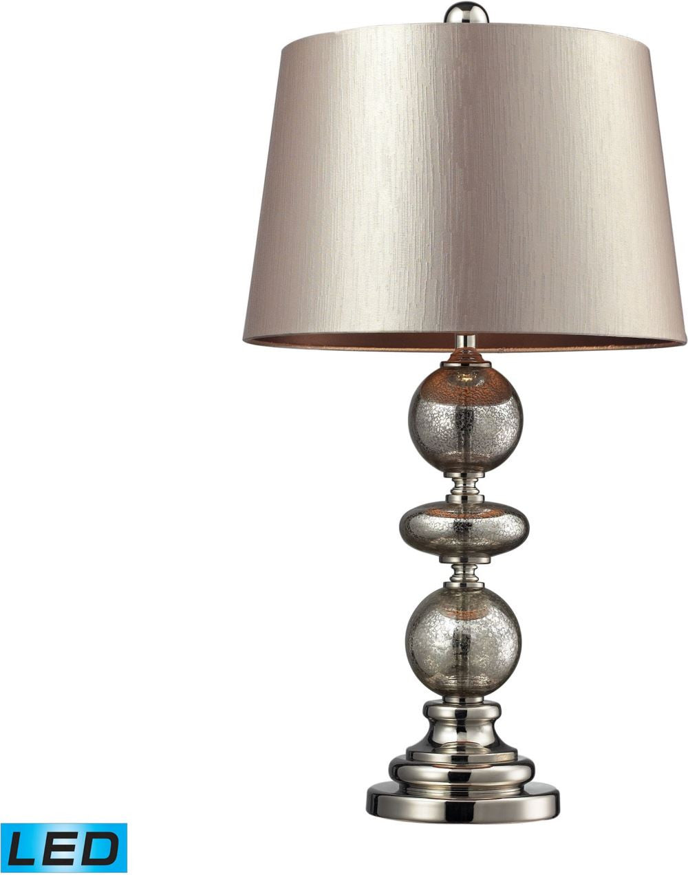 Hollis Led Table Lamp In Antique Mercury Glass and Polished Nickel