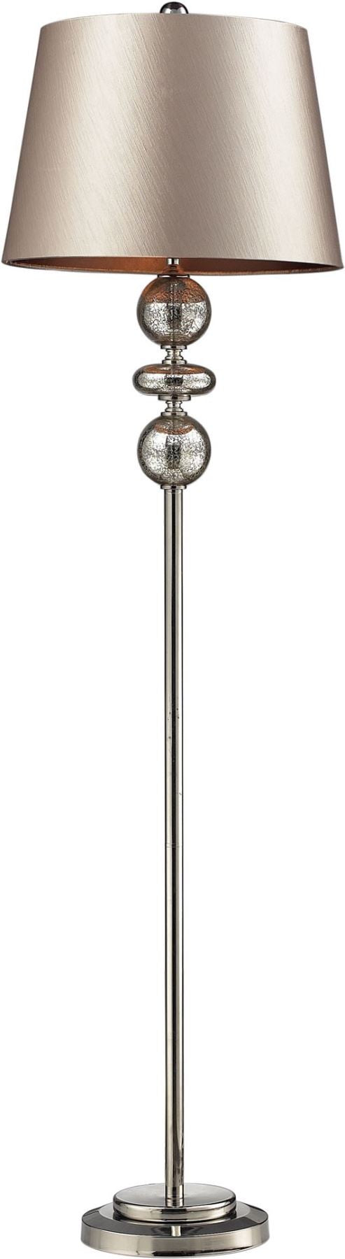 Hollis Floor Lamp In Antique Mercury Glass and Polished Nickel