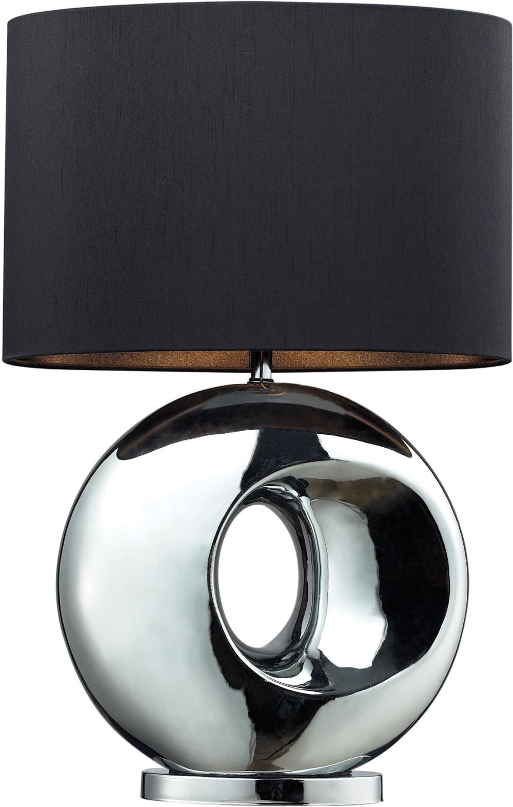 Tobermore Ceramic Table Lamp In Chrome With Black Shade