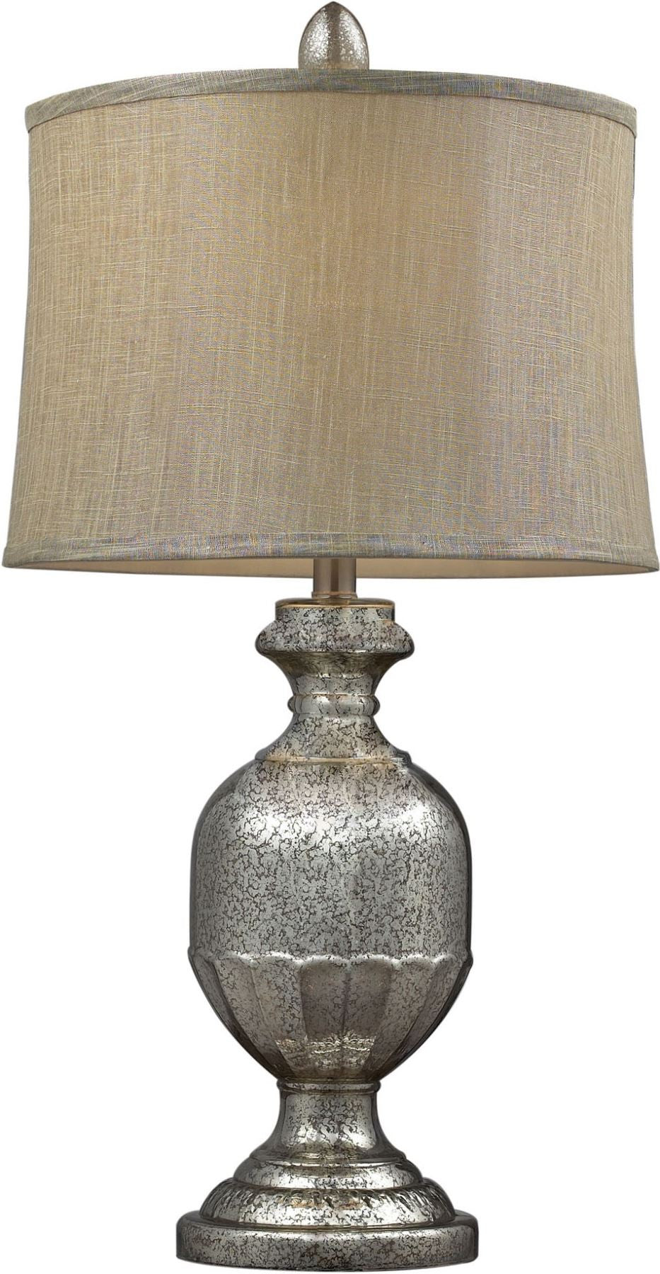 Emma Antique Mercury Glass Table Lamp With Metallic Gray Linen Shade