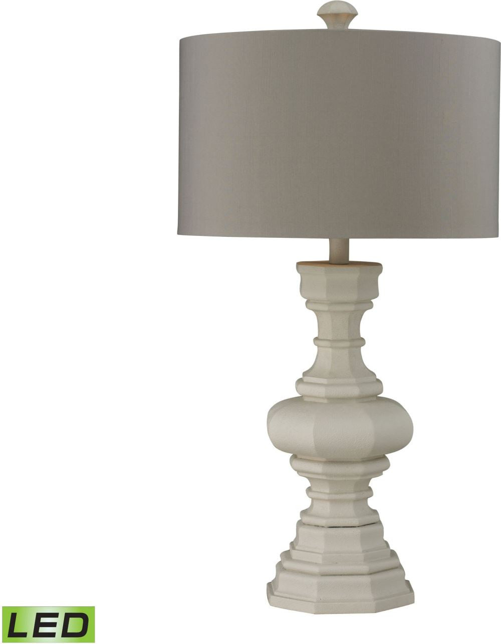 Parisian Plaster Finish Led Table Lamp With Light Grey Shade