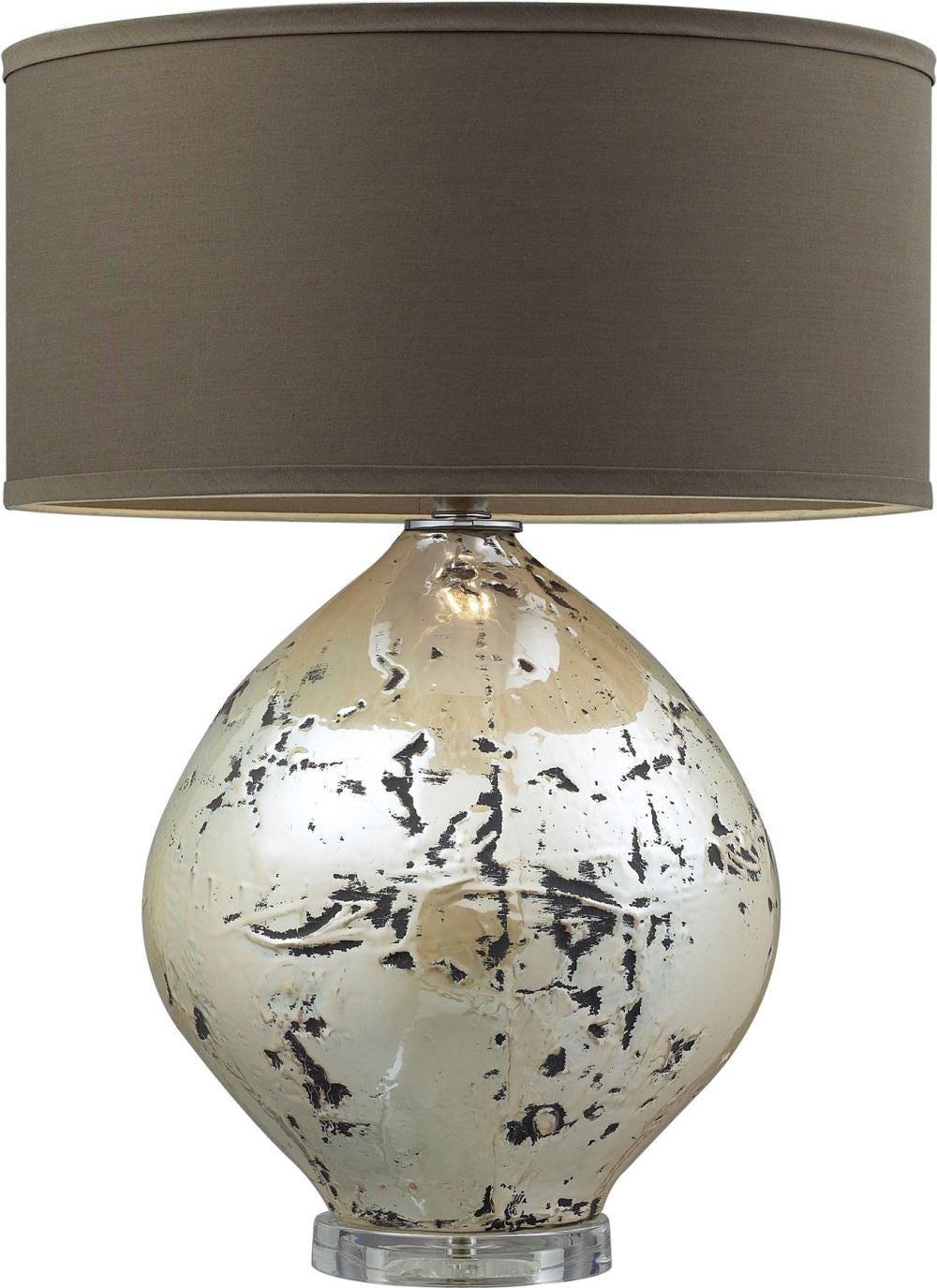 Limerick Ceramic Table Lamp In Turrit Gloss Beige With Brown Linen Shade
