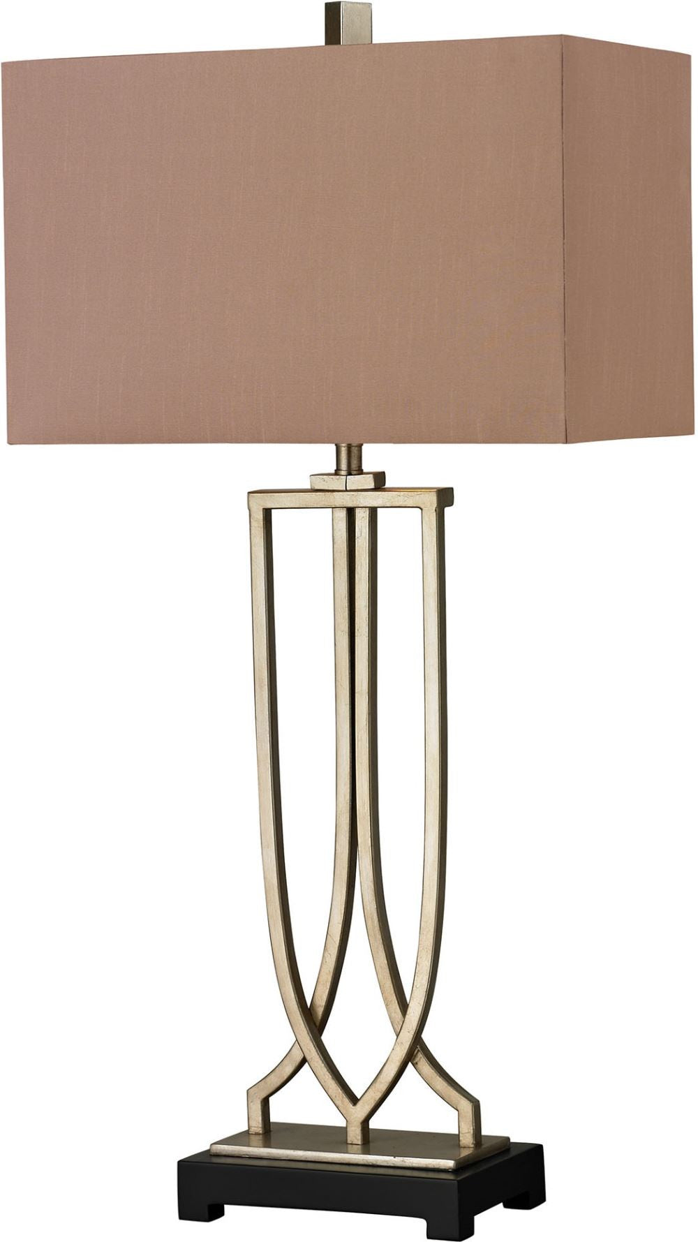 Free Form Iron Table Lamp In Antique Silver Leaf Finish