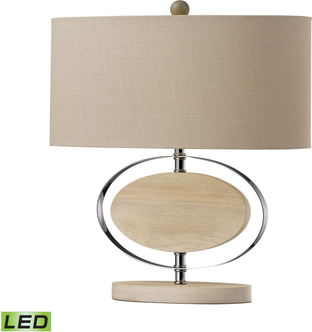 Hereford Bleached Wood Led Table Lamp In Chrome