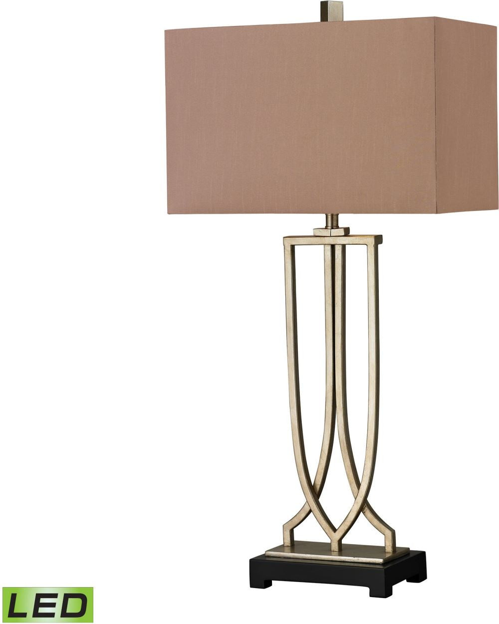 Free Form Iron Led Table Lamp In Antique Silver Leaf Finish