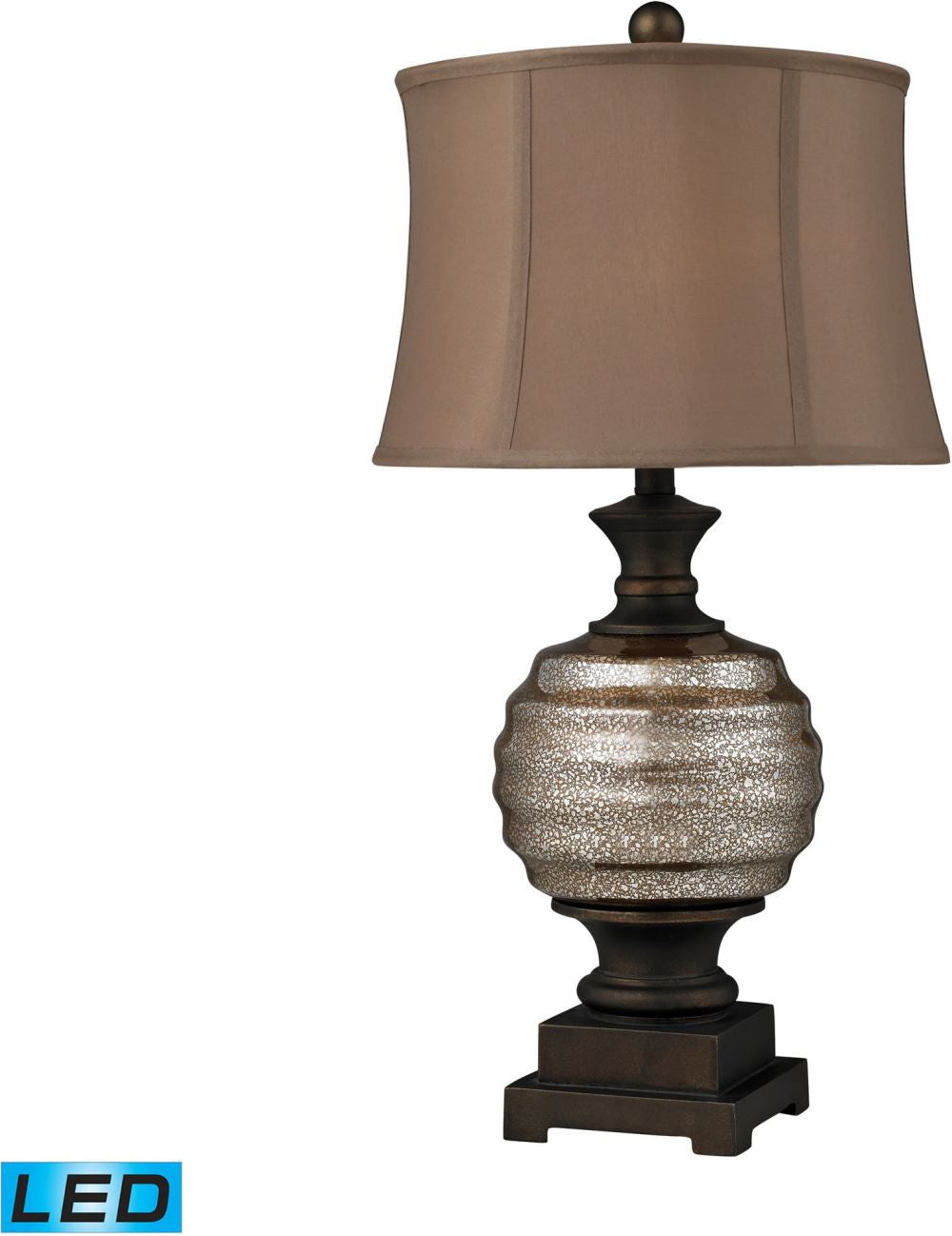 Grants Pass Antique Mercury Glass Led Table Lamp In Bronze