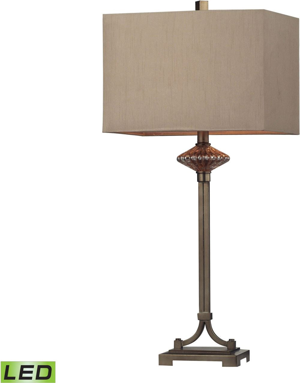 Lakemere Amber Antique Mercury Glass Led Table Lamp In Antique Gold