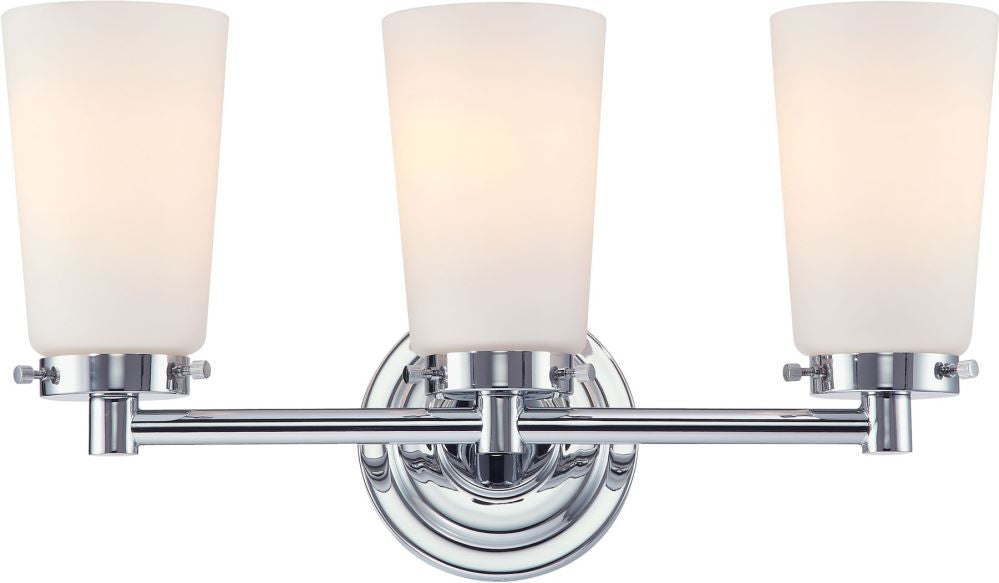 Madison 3 Light Vanity In Chrome and White Opal Glass