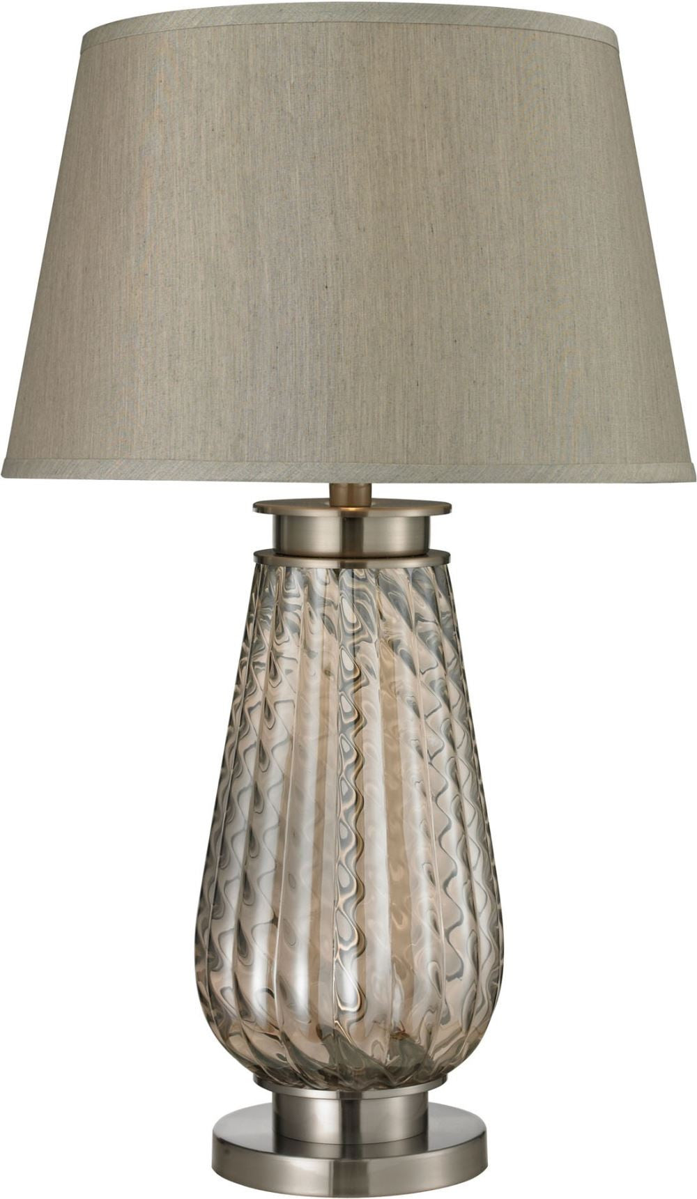 Fallhurst Barley Twist Smoked Glass Table Lamp In Brushed Steel