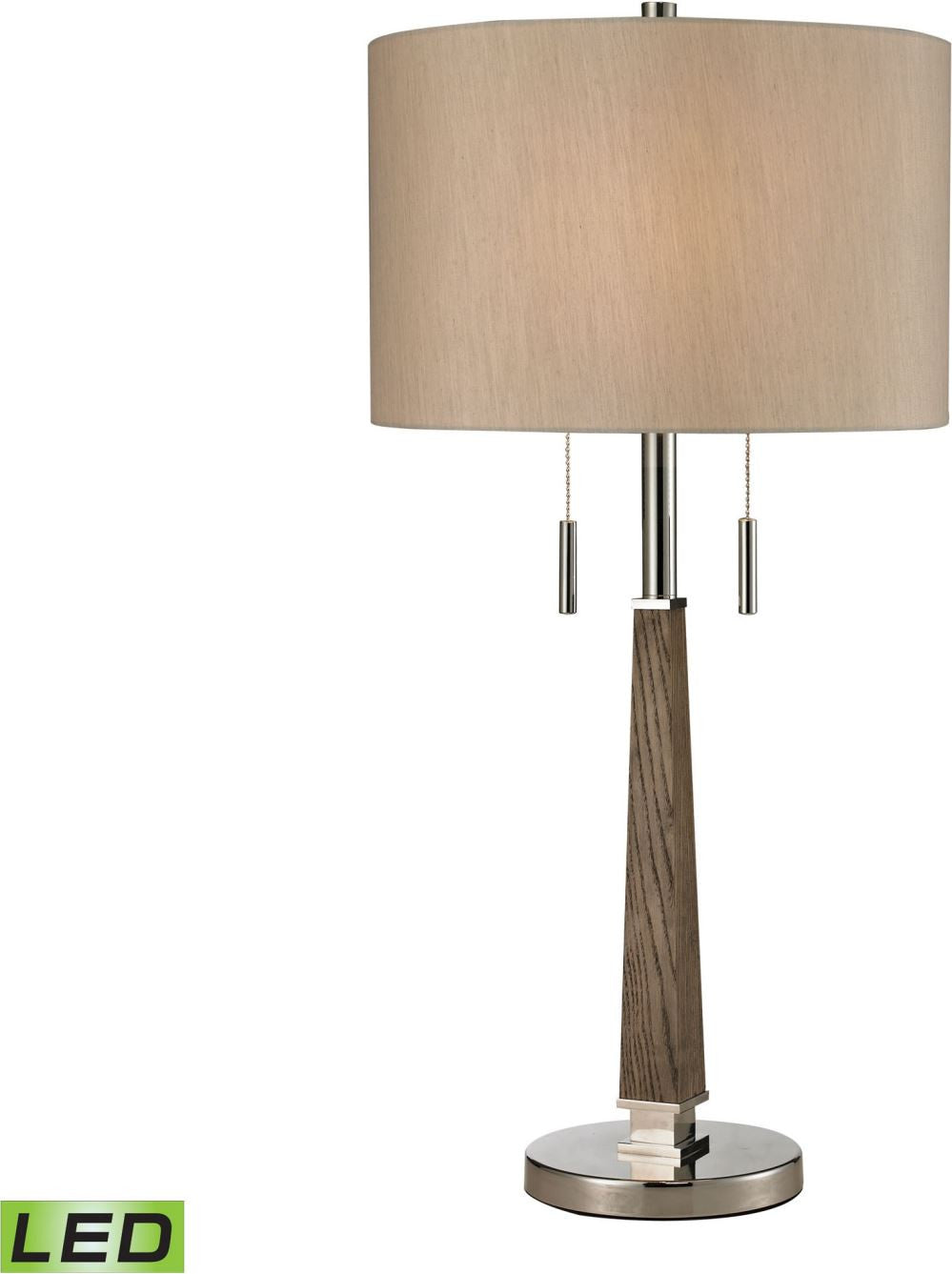 Jorgensen Wood Led Table Lamp In Polished Nickel