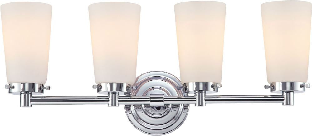 Madison 4 Light Vanity In Chrome and White Opal Glass