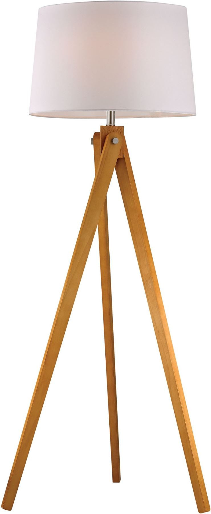 Wooden Tripod Floor Lamp In Natural Wood Tone