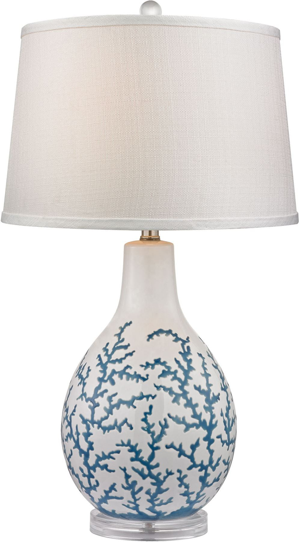 Sixpenny Blue Coral Table Lamp In White