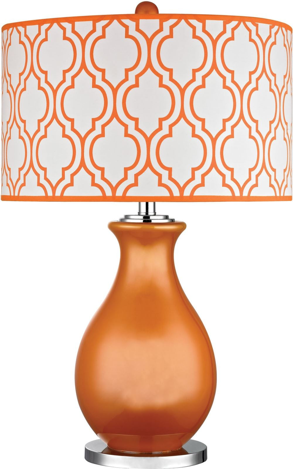 Thatcham Table Lamp In Tangerine Orange and Polished Nickel