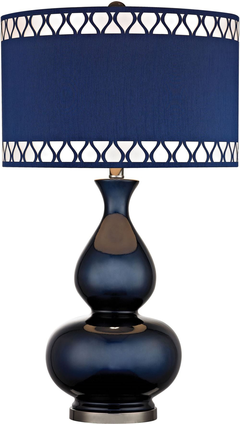 Heathfield Glass Table Lamp In Navy Blue