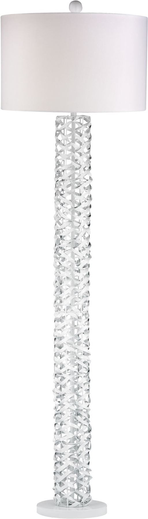Elgin Metal Ribbon Floor Lamp In Gloss White