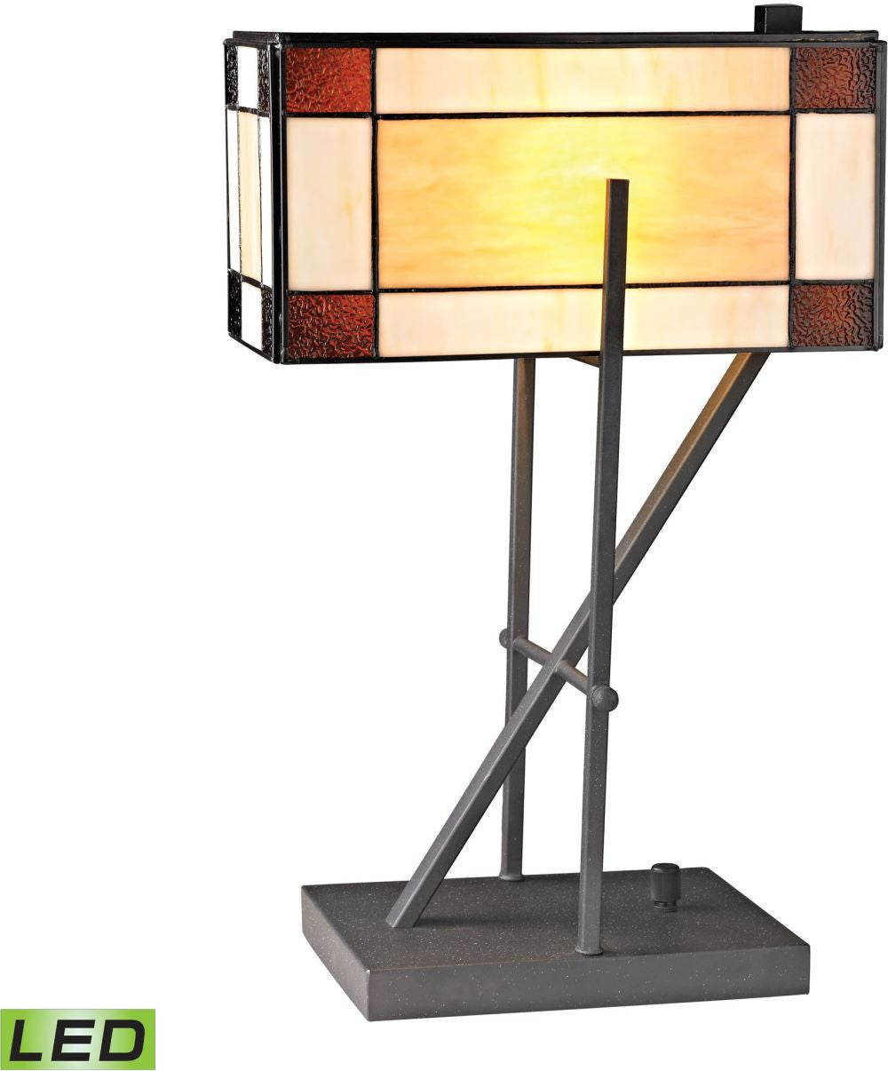 Fort William Tiffany Glass Led Table Lamp In Matte Black