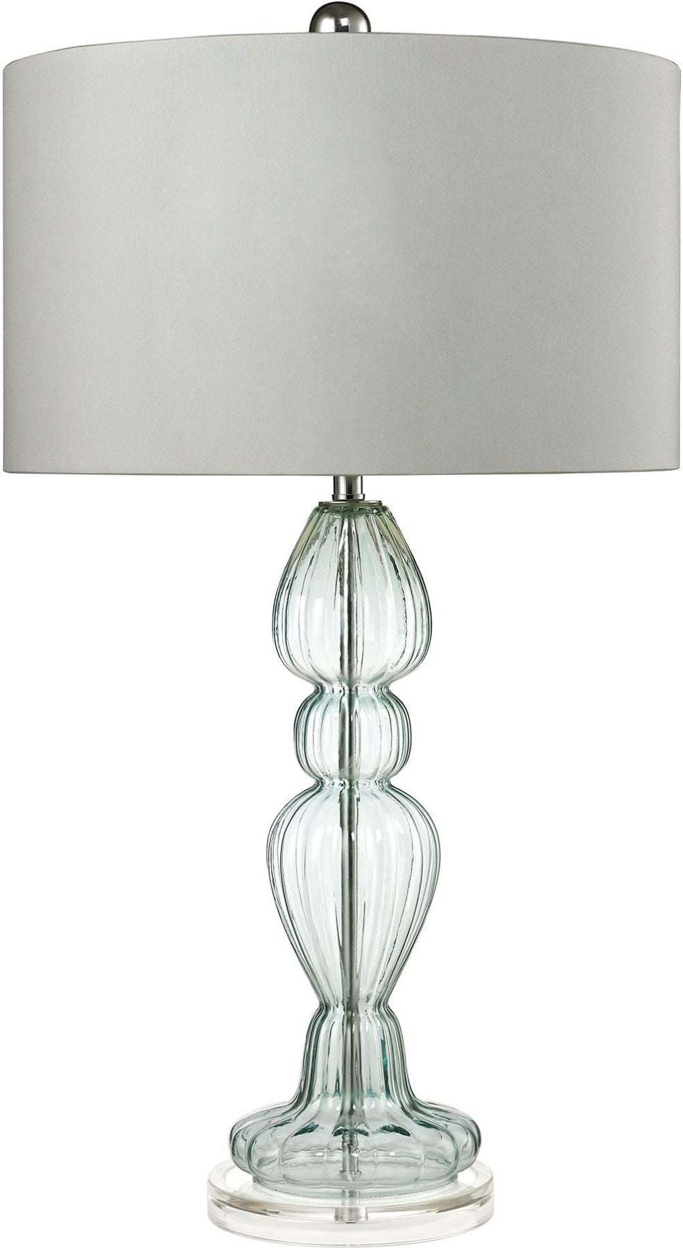 Ribbed Glass Table Lamp In Light Blue