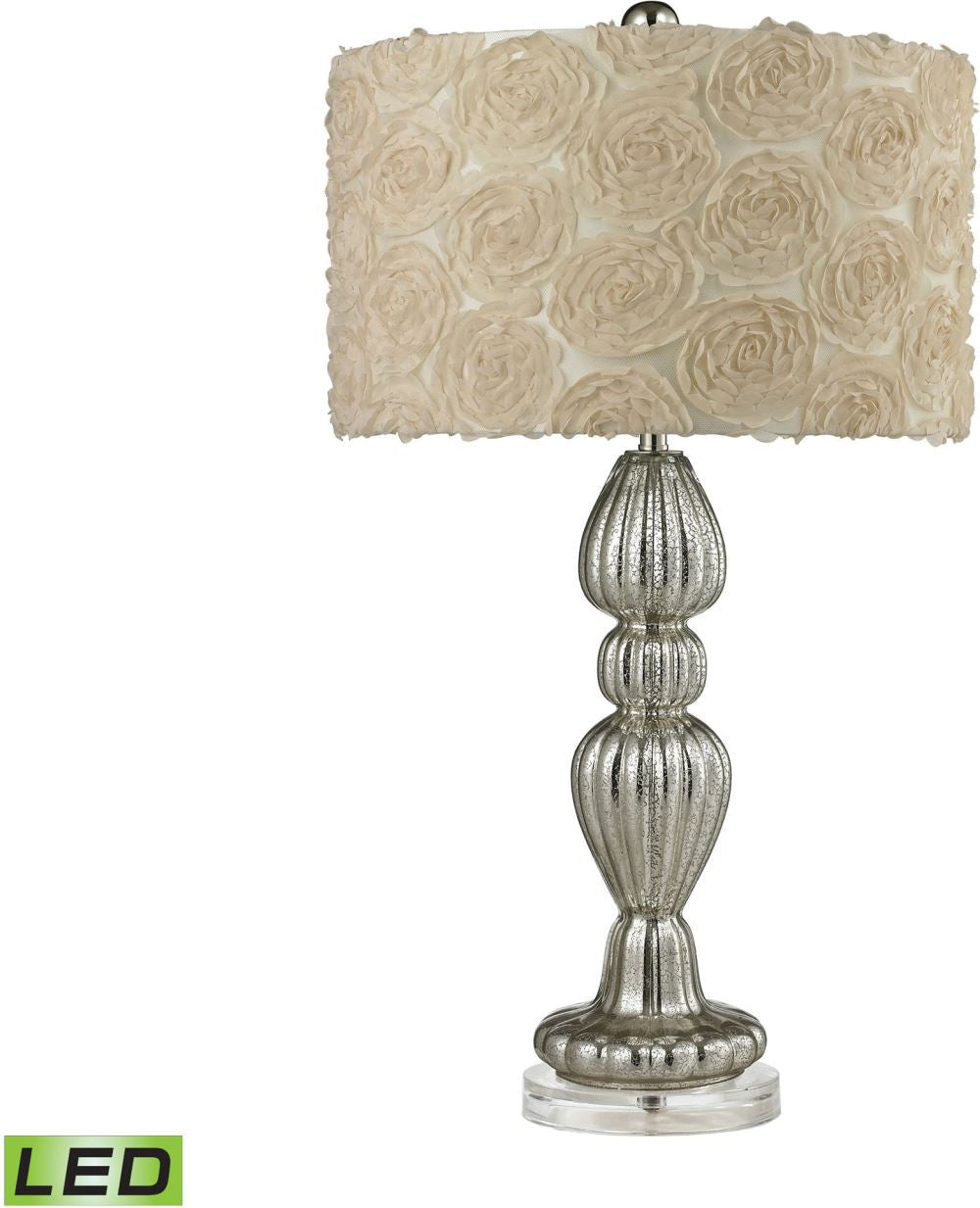 Ribbed Glass Led Table Lamp In Silver Mercury