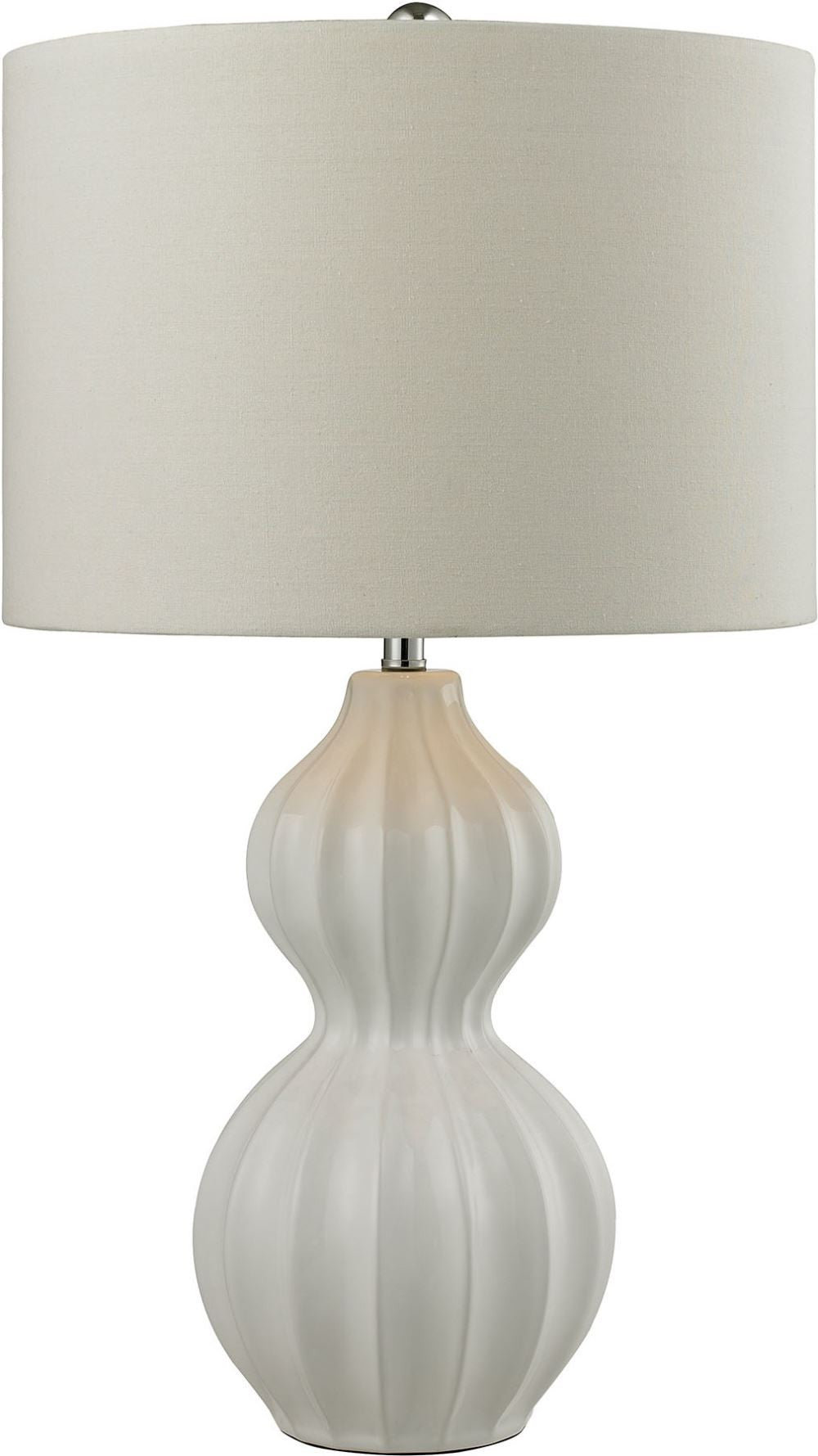 Ribbed Gourd Table Lamp In Gloss White Ceramic