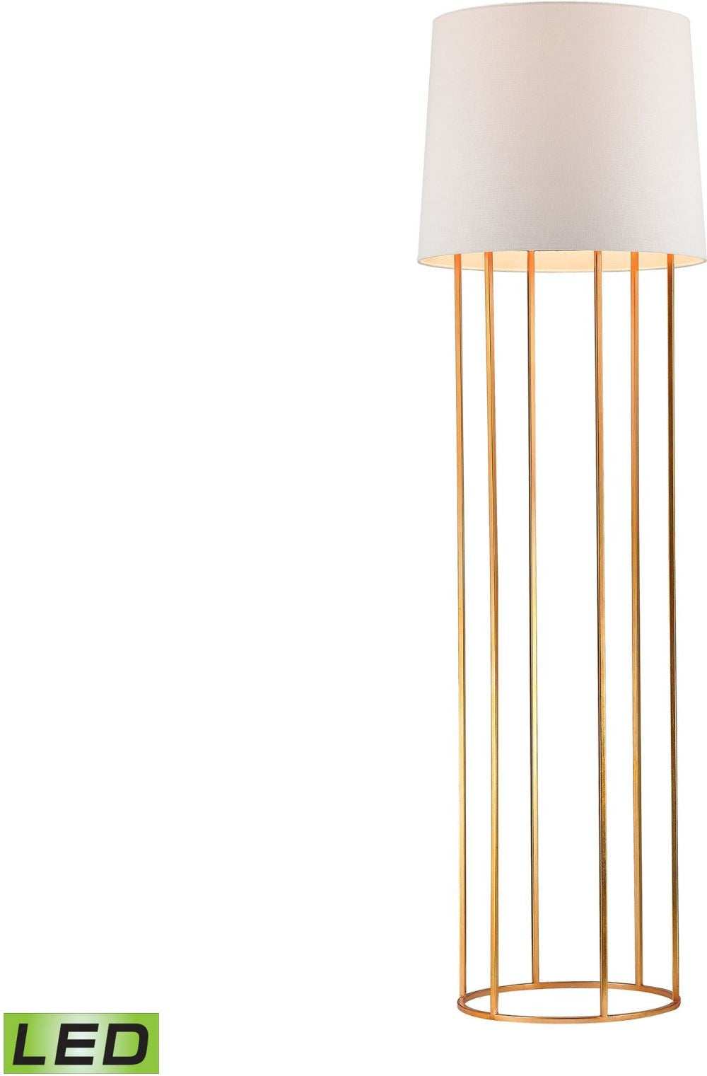 Barrel Frame Led Floor Lamp In Gold Leaf Finish