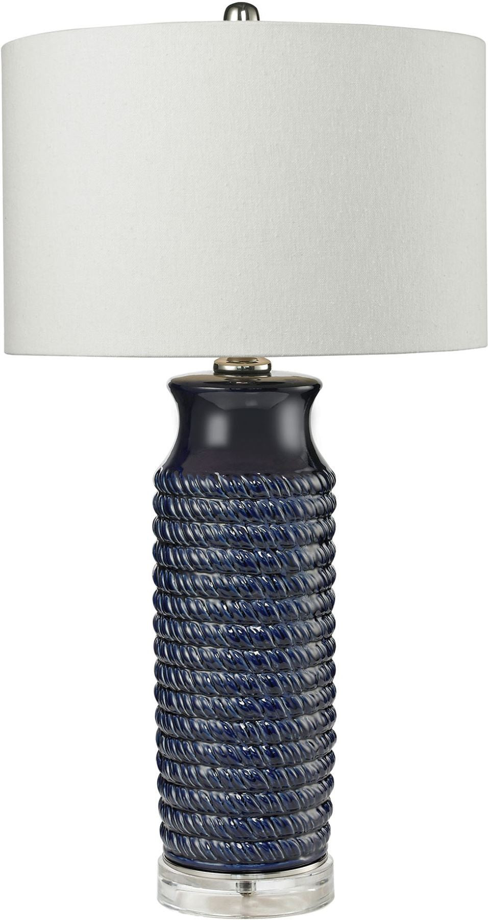 Wrapped Rope Ceramic Table Lamp In Navy Blue